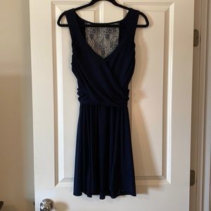 Short, Navy Dress with Lace back